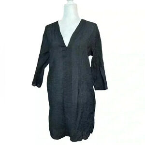 H&M Black V-Neck Straight Line Dress 4